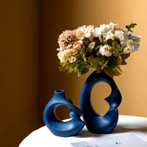 2 piece Home Hotel Living Room Lobby Lounge Elegant Ornament Craft Tabletop Flower Vases Abstract Modern Ceramic Vase Set - Image 4