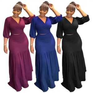 New Spring Autumn Two Piece Set Women Clothing High Waist Elegant Short Top Skirt Sets Women 2 Piece Outfits For Women - Image 1