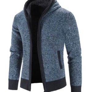 Trending Men Clothes Fleece Warm Hooded Fashion Jacket Knitted Outwear Coats Sweater - Image 5