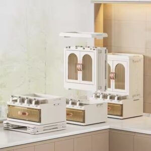 Kitchen Spice Organizer Waterproof Dustproof Large Capacity Partition Storage Seasoning Storage Cabinet - Image 4