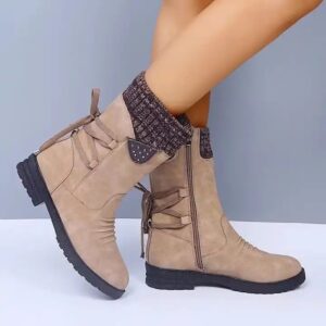 Comfortable Zipper-Up Leather Shoes Women Waterproof Stitched Boots Genuine Leather Lining Western Casual Rubber - Image 7