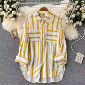 New Striped Shirt Jacket Female Korean Version Casual Loose Top - Image 6