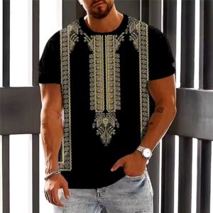 Retro Color Block Tribal Style T Shirt For Men Summer Streetwear O Collar Loose Short Sleeve Big T-shirts Men Clothing - Image 7