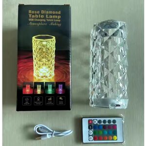 LED Crystal Table Lamp Rose Light Projector 16 Colors Touch Night Light Romantic Atmosphere Light USB Home Bar Decor - Image 6