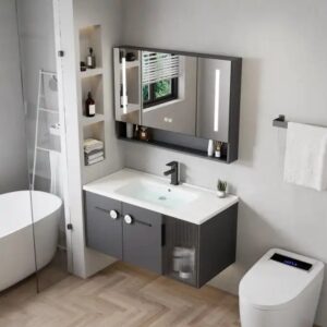 Modern Contemporary Bathroom Cabinets with Mirror and Wash Basin High Quality Storage Solution New and Popular Style - Image 3