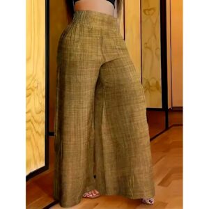 Spring Summer New Fashion Casual Comfortable Women Lady Solid Color High Waist Slim Wide Leg Long Pants - Image 5