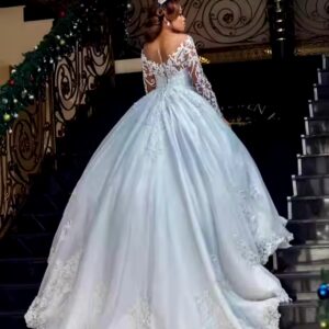 African Long Sleeve Wedding Dress Beading Lace Bridal Gown vestidos de noiva - Image 3