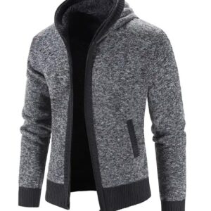 Trending Men Clothes Fleece Warm Hooded Fashion Jacket Knitted Outwear Coats Sweater - Image 6