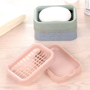 Double Layer Square Soap Dish with Cover Plastic Drain Soap Box Household Bathroom Travel Simple Portable Storage - Image 3