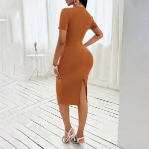 Trendy Career Dresses Short Sleeve Solid Color Hip Wrap Ruffle High Waist Office Lady Dresses For Women African Dress - Image 3