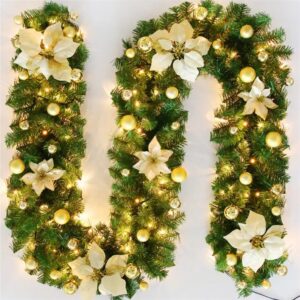 2.7m Christmas Led Rattan Garland Decorative Green Christmas Garland Artificial Xmas Tree Rattan Banner Decoration Wreath - Image 7