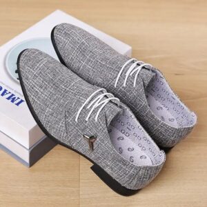 Men's Oversized Breathable Pointed Canvas Shoes Formal Men's Shoes Business Casual Dress Shoes - Image 6