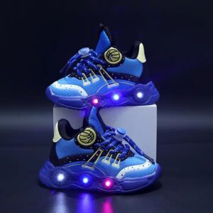 High Quality LED Light Basketball Shoes for Kids Boys Spring autumn Breathable Rubber Insole with Mesh Lining round Boot Design - Image 5