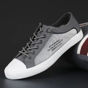 Summer breathable netyarn upper vulcanized mesh sports sneakers walking comfortable fashionable casual canvas shoes for man - Image 1