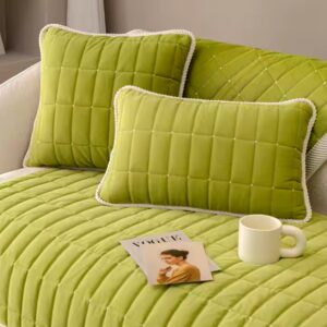 modern simple solid color Winter villus plaid sofa cushion Soft comfortable non-slip Green beige Sofa Cover cloth Sofa Blanket - Image 6