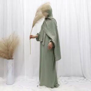 new style abaya elephant dubai modest jilbab for muslim women long solid color fashionable dress with hijab - Image 4