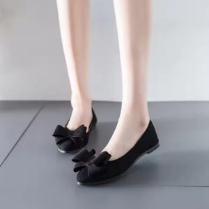 Cheap Wholesale Ladies Fashion Flat Shoes Bowknot Ballet Flats Dress Shoes Comfortable PU Leather Slip on Shoes for Women - Image 3