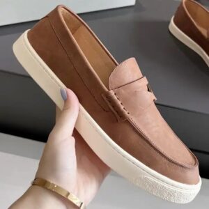 genuine leather retro walking style outdoor casual men's loafers shoes - Image 6