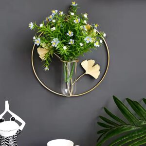 Wall Mounted Hanging Flower Vases Home Decor Hydroponic Planters Geometric Nordic Glass Containers with Gold Metal Frames - Image 4