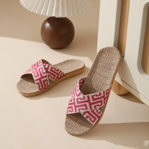 Chinese Classical Design Summer Linen Slippers Soft Wearing Breathable Womens Slippers Sandals - Image 4