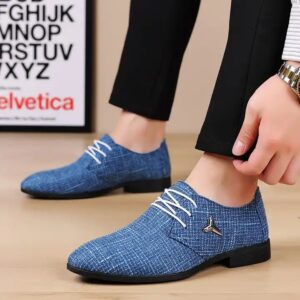 Men's Oversized Breathable Pointed Canvas Shoes Formal Men's Shoes Business Casual Dress Shoes - Image 1