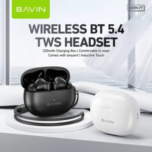 BAVIN wholesale custom logo 77 blue tooth bt5.4 true wireless earbuds tws headphones with microphone - Image 3