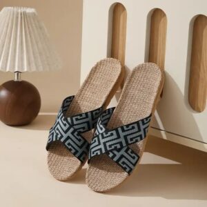 Chinese Classical Design Summer Linen Slippers Soft Wearing Breathable Womens Slippers Sandals - Image 3