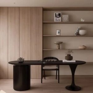 Small tea table and desk integrated log style balcony solid wood tea modern Nordic table and chair combination - Image 6