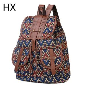 Pattern Canvas Fashion Personality Travel Drawstring Small Backpack Bags for Women's Wholesale Custom New Ethnic Style Retro HX - Image 3