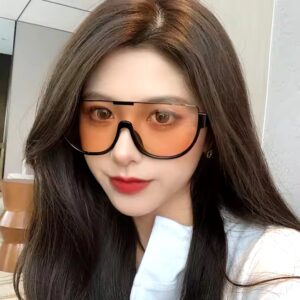 DL GLASSES Factory stock half frame one piece sunglasses orange shade glasses for women Wholesale Oversized UV400 Oculos eyewear - Image 3