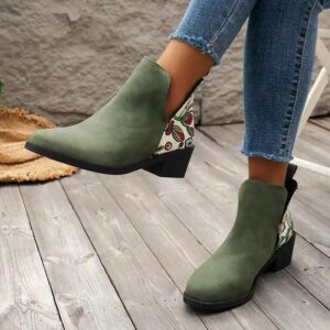 2024 Autumn new print fashion vintage women's side zipper plus size boots - Image 7