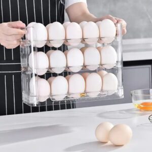 3 Layers Egg Storage Container Egg Organizer Holder for Refrigerator 30 Grids Detachable Egg Storage Box Clear Plastic Kitchen - Image 5