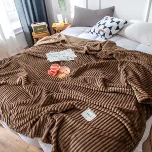Super Soft Dyed Polar Flannel Fleece Modern Solid Color Design 100 Polyester Striped Throw Blanket Plush Baby Sofa Blanket - Image 3