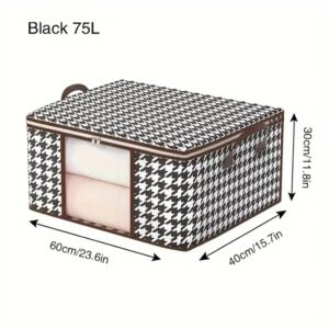 Houndstooth 50L 75L Large Capacity Waterproof Dust-Proof Visible Window Quilt Storage Bag Box With Zipper Handle For Home Travel - Image 6