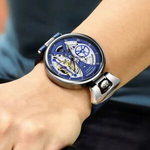 LIGE 89105 Fashion Casual Sport Quartz Leather Strap Men Wristwatches Skeleton Hollow Watch Man Relogio Masculino Montre Clock - Image 3
