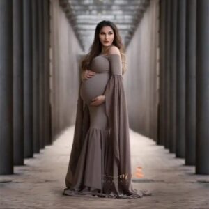 wholesale pregnant clothes women white Maxi dress maternity photoshoot dress for pregnant women - Image 1