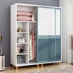 Solid wood Nordic wardrobe home bedroom sliding door small apartment children's wardrobe sliding door can be customized wardrobe - Image 3