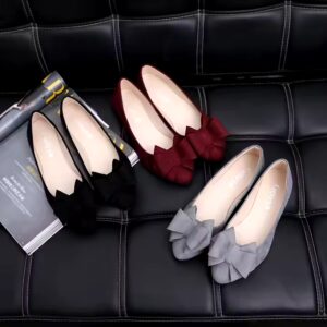 Cheap Wholesale Ladies Fashion Flat Shoes Bowknot Ballet Flats Dress Shoes Comfortable PU Leather Slip on Shoes for Women - Image 1