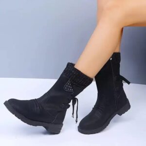 Comfortable Zipper-Up Leather Shoes Women Waterproof Stitched Boots Genuine Leather Lining Western Casual Rubber - Image 6