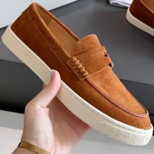 genuine leather retro walking style outdoor casual men's loafers shoes - Image 5