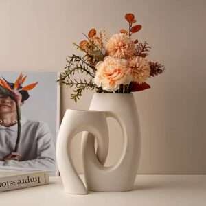 Nordic Ceramic 2-Piece Set of White Irregular Vases Ins Style Flower Arrangement Decoration Advanced Flower Sense Decoration - Image 7