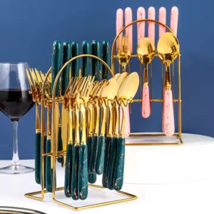 Gift Box 24-PCS Ceramic Handle Knife Fork and Spoon Nordic Style Western-Style Tableware Golden Cutlery Flatware Sets - Image 5