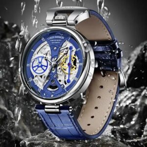 LIGE 89105 Fashion Casual Sport Quartz Leather Strap Men Wristwatches Skeleton Hollow Watch Man Relogio Masculino Montre Clock - Image 4