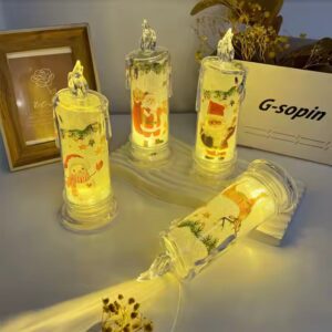 Warm White Cartoon Mini Candle Night Lamp Bedroom Decoration Regalo de Navidad Kids Gifts Christmas Atmosphere - Image 6