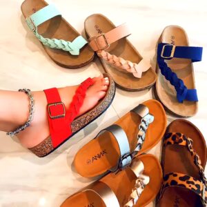 Summer Beach Slides Cork Sandals Fashion Trend Durable High Quality Women PU Rubber Summer Design Angkle Sandals - Image 1