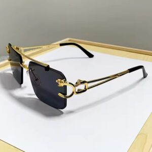DL GLASSES 2023 Luxury Cut Edge Rimless Metal sunglasses Women Men Square Double Bridge Gradient Pilot Glasses - Image 5