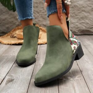 2024 Autumn new print fashion vintage women's side zipper plus size boots - Image 5
