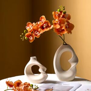 2 piece Home Hotel Living Room Lobby Lounge Elegant Ornament Craft Tabletop Flower Vases Abstract Modern Ceramic Vase Set - Image 5