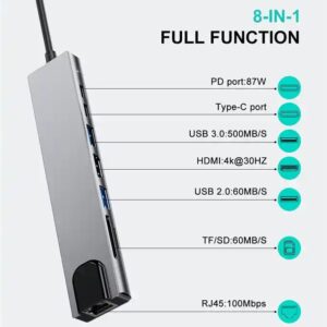 multi-functional 8 in 1 Usb 3.1 type c hub multi function adapter For MacBook Pro Laptop Expansion Dock Computer Accessories - Image 4