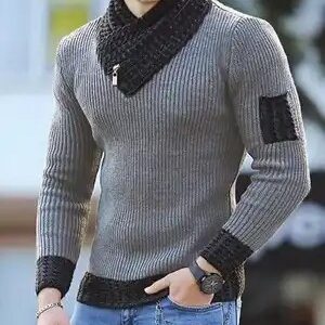 Men's Solid Knitted Turtleneck with zipper Pullover Long Sleeve Cheap Plus Size Slim Fit Thick Man Sweater - Image 3